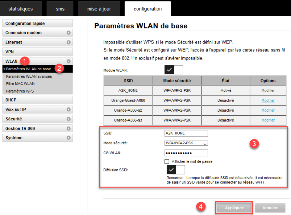 modifier mdp wifi Flybox | Orange Business Côte d’Ivoire
