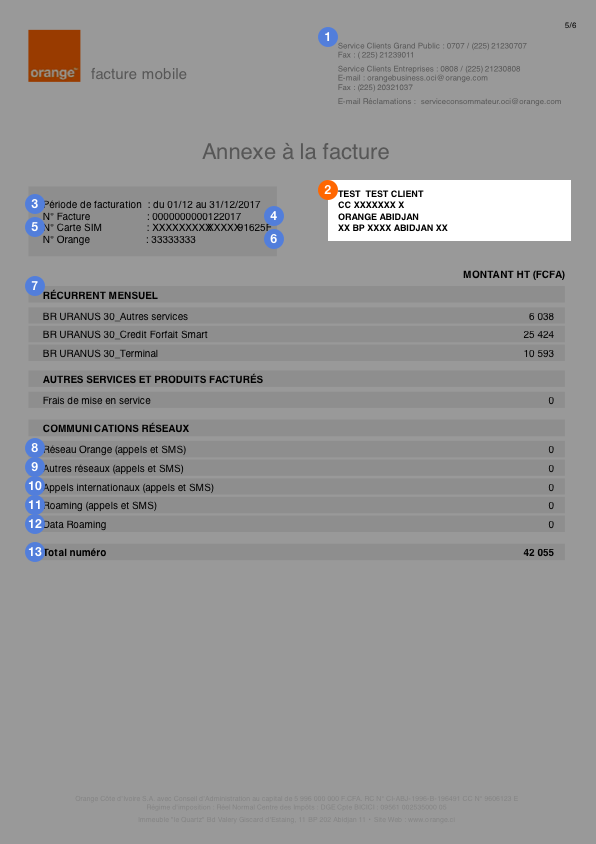 Annexe facture Orange Côte d'Ivoire 2