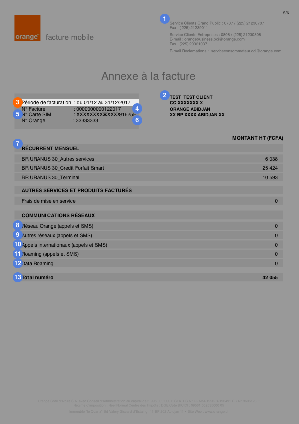 Annexe facture Orange Côte d'Ivoire 3