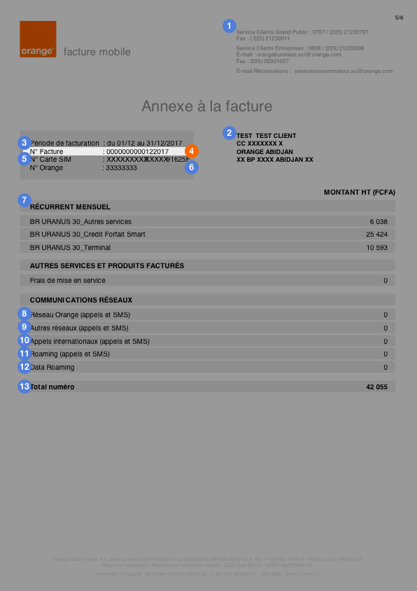 Annexe facture Orange Côte d'Ivoire 4