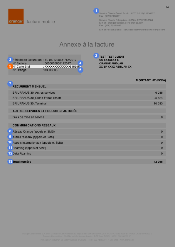 Annexe facture Orange Côte d'Ivoire 5