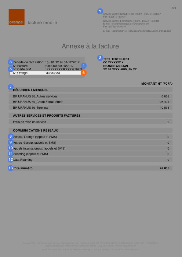 Annexe facture Orange Côte d'Ivoire 6