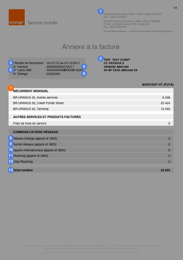 Annexe facture Orange Côte d'Ivoire 7