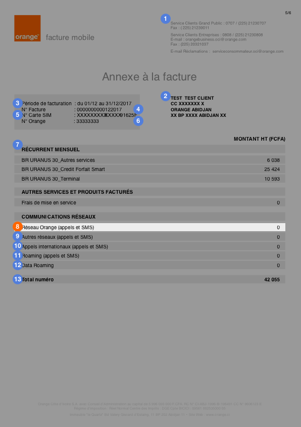 Annexe facture Orange Côte d'Ivoire 8