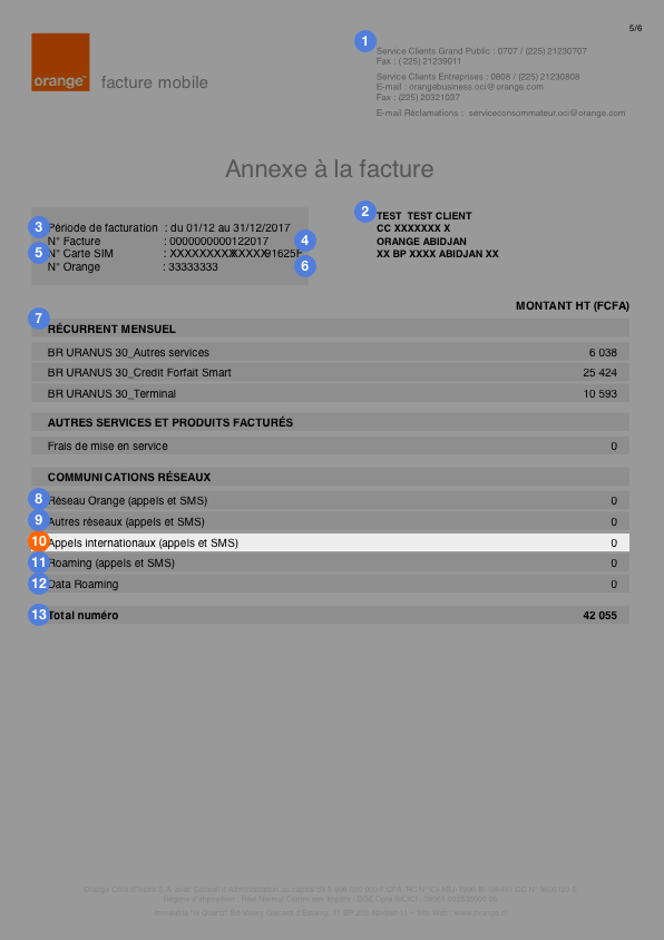 Annexe facture Orange Côte d'Ivoire 10