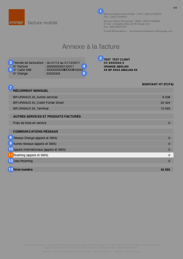 Annexe facture Orange Côte d'Ivoire 11