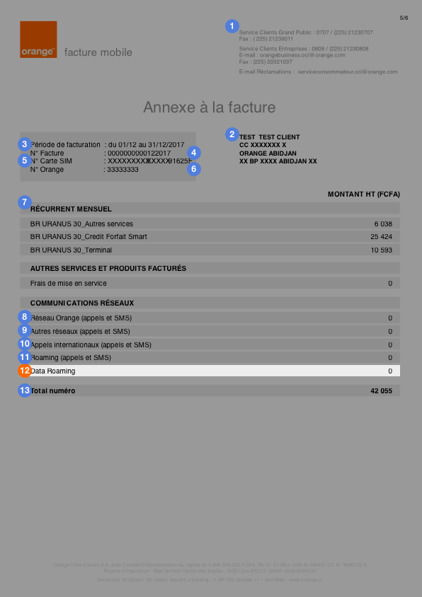Annexe facture Orange Côte d'Ivoire 12