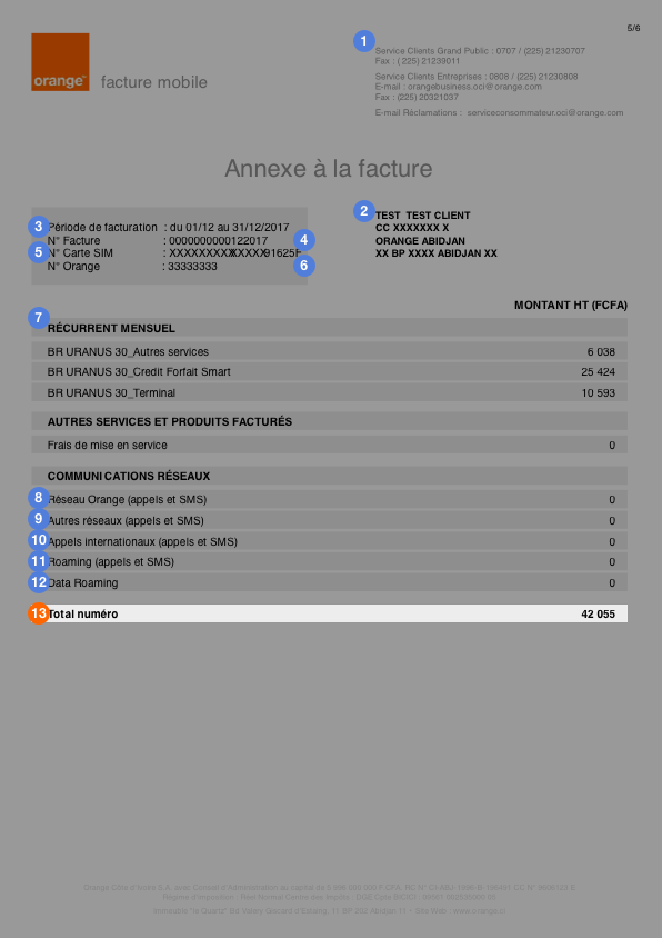 Annexe facture Orange Côte d'Ivoire 13
